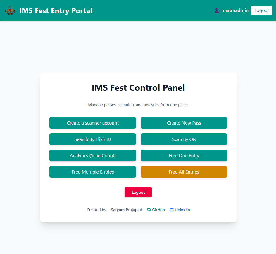 IMS BHU Fest Entry Portal